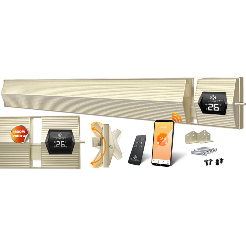 Kesser - Chauffage radiant sombre Chauffage radiant avec télécommande & WiFi app Chauffage de terrasse Chauffage de terrasse infrarouge Chauffage