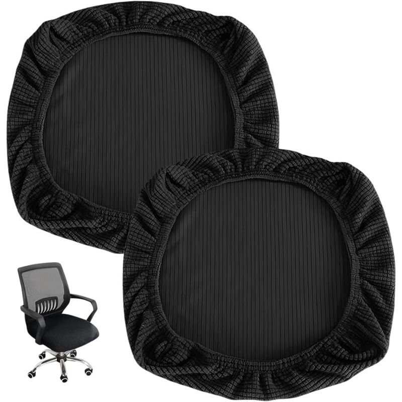 Noir 2 Housse pour Chaises Élastiques,Housse Assise Chaise Bureau,Housses Fauteuil Gaming,Protege Chaise Salle a Manger,Shousse Tabouret
