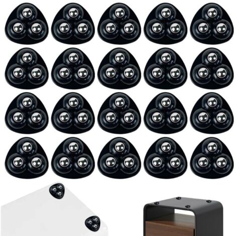 Noir 20 Pièces Petite Roulettes pour Meubles, 360 Degrés Roulettes à Billes, Mini Roue Universelle Autocollante pour Poubelles, Boîtes de Rangement et Petits Meubles