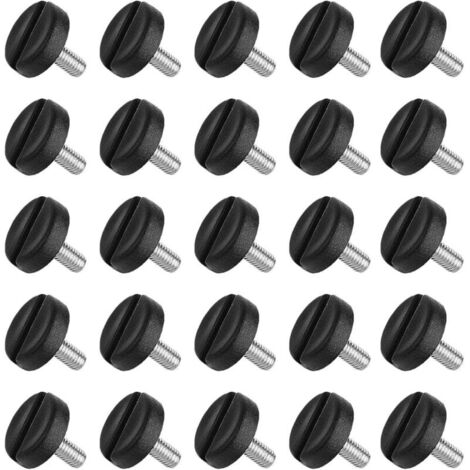 (noir) 25pcs base de meubles réglable, M6 x 20mm pieds de meubles réglables, vis de réglage vis de réglage pieds de nivellement, pieds réglables avec écrou d'impact, pour chaises, tables, canapés