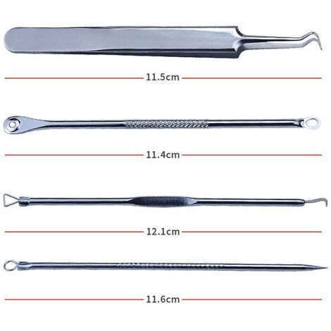 noir 4 Pices Tire Comedons Professionnel D'acn Aiguille Points Noirs Aiguille Tire Comdons Pince Avec Boite