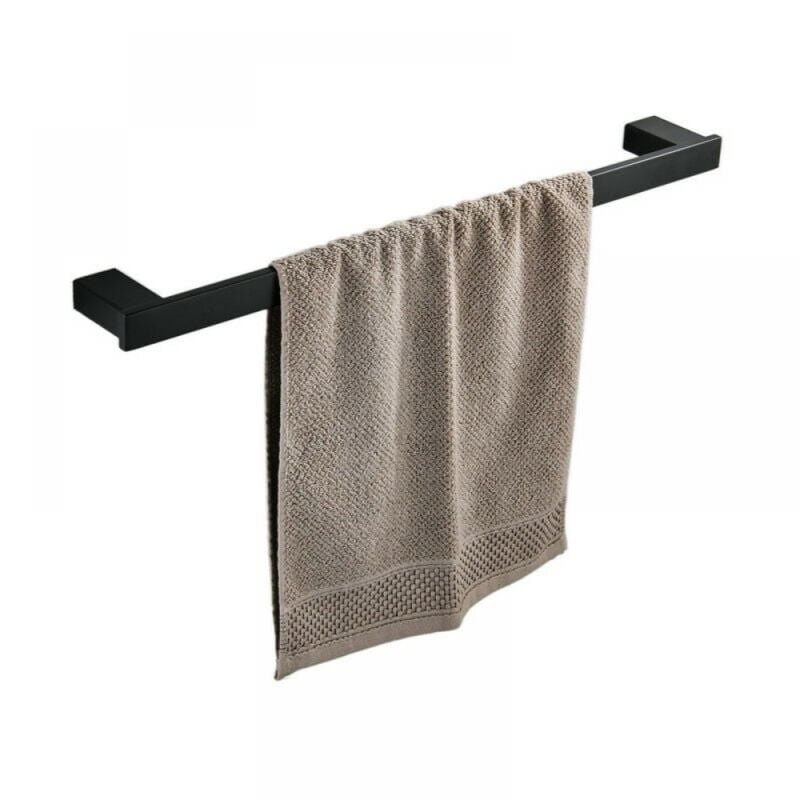 Cyslmuk - Noir 40cm Porte-serviettes Salle de Bain, Barre de Serviette de Bain de Fixée au mur de sus 304 en Acier Inoxydable, Barre Simple de
