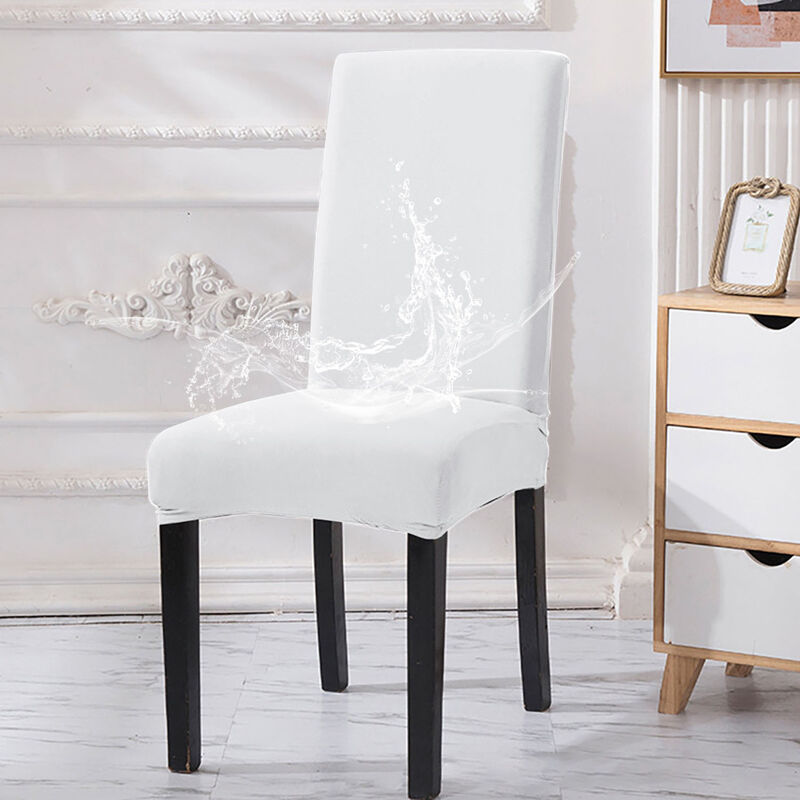 (Blanc, 6 pièces)Housse de Chaise, Housse de Salle à Manger pour Un Ajustement Universel, Lycra étirable, très Facile à Nettoyer et Durable, Bouquet,