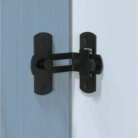 Noir 90 Degrés En Acier Inoxydable Loquet Grande Serrure De Porte Dédiée Porte De Grange Serrure à Angle Droit Serrure De Porte Flip Boucle De Porte Courbée (2 Pack)