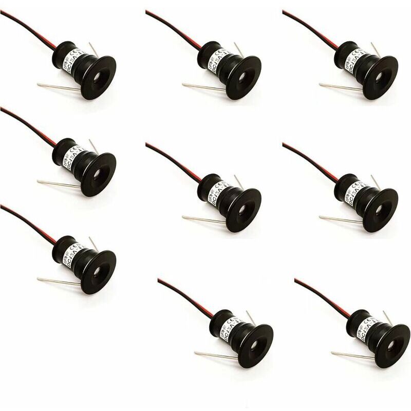 Noir 9pcs 12V 1W Mini Spot LED Spots Encastrables pour Cuisine Escaliers Placard Couloir DIY Éclairage Blanc Chaud Blanc Froid Vitrine Petit Plafond