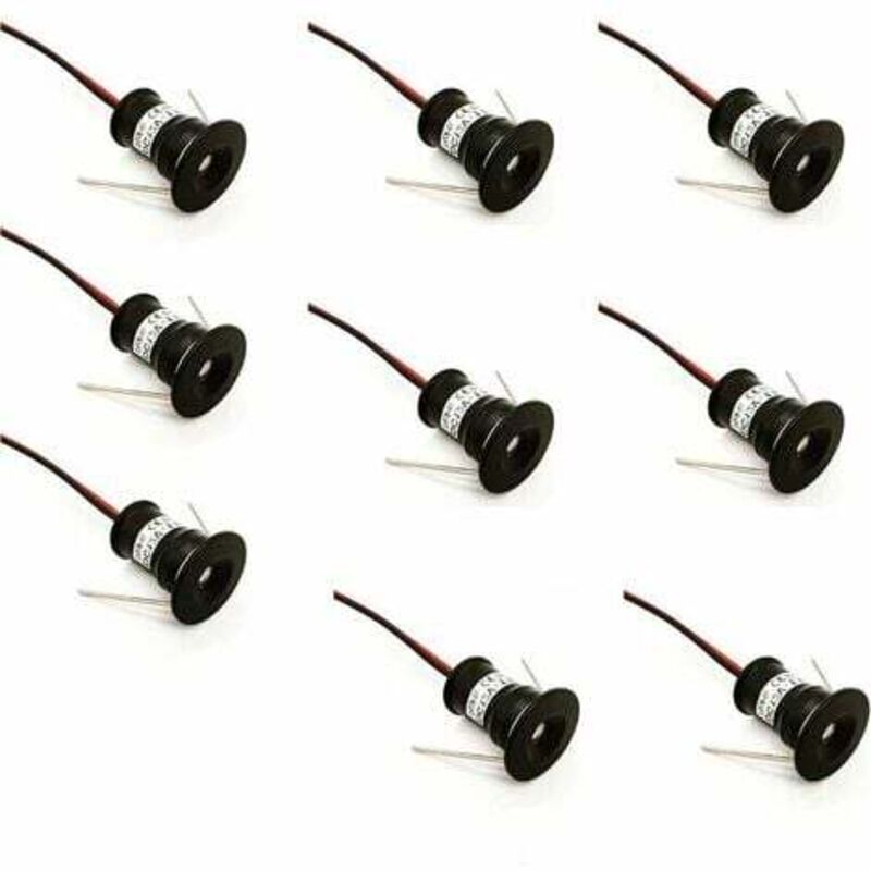Noir 9pcs 12V 1W Mini Spot LED Spots Encastrables pour Cuisine Escaliers Placard Couloir DIY Éclairage Blanc Chaud Blanc Froid Vitrine Petit Plafond