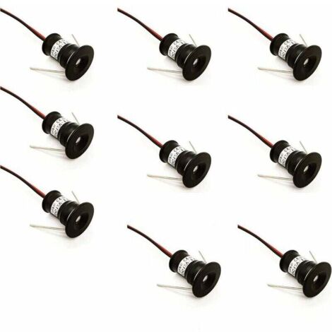 Noir 9pcs 12V 1W Mini Spot LED Spots Encastrables pour Cuisine Escaliers Placard Couloir DIY Éclairage Blanc Chaud Blanc Froid Vitrine Petit Plafond IP65 3000K (120° Blanc Chaud)