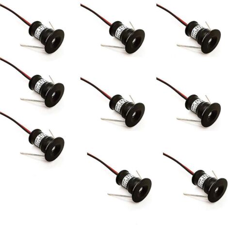 Noir 9pcs Mini 12v 1w LED Spots encastrés au plafond IP65, 3000k (120, Blanc chaud).