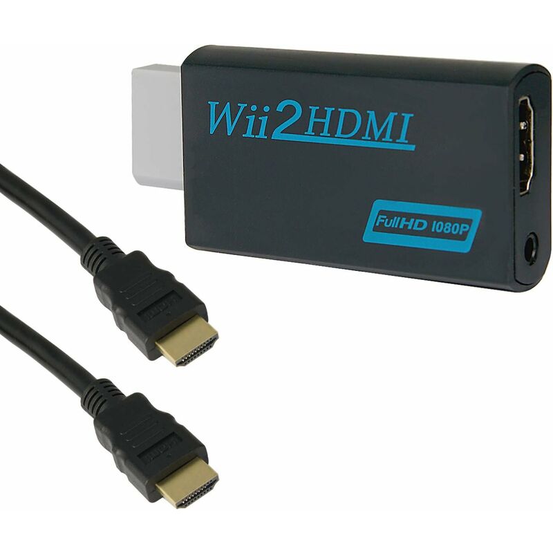 Linghhang - Noir) Adaptateur Wii vers hdmi, convertisseur Wii vers hdmi 720P/1080P avec câble hdmi avec port hdmi et prise 3,5 mm – Prend en charge
