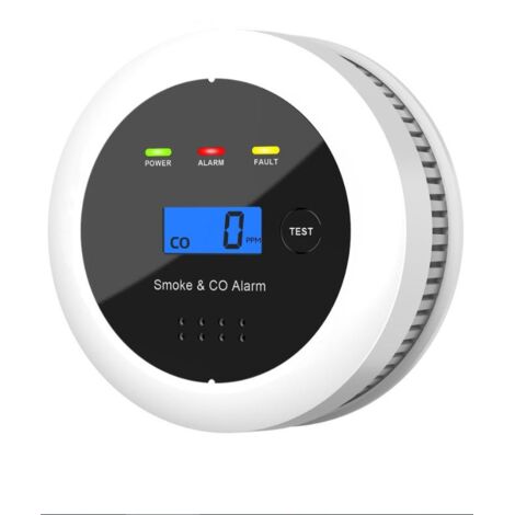 Noir Alarme 2-en-1 fumée et monoxyde de carbone, détecteur durable haute sensibilité