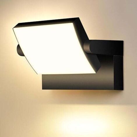 Noir Applique Extérieur LED avec panneau LED pivotant à 350°3000K Blanc Chaud Projecteur Exterieur étanche IP65 [Classe énergétique F]
