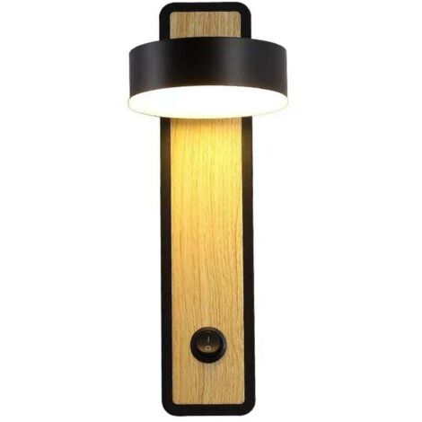 noir Applique murale en bois de style rétro européen, en aluminium, idéale pour une chambre , lumière chaude
