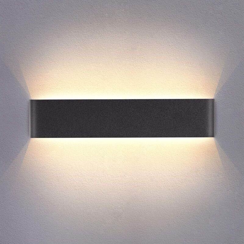 Applique murale d'intérieur LED (noire), 41 cm, lumière blanche chaude 14 W 3000 K, moderne, idéale pour une chambre, un salon, un couloir, une salle
