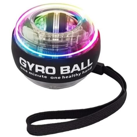 (Noir avec lumières)Balle Gyroscopique - Vvikizy - Portable Noir - Lumière - Fitness - Rééducation