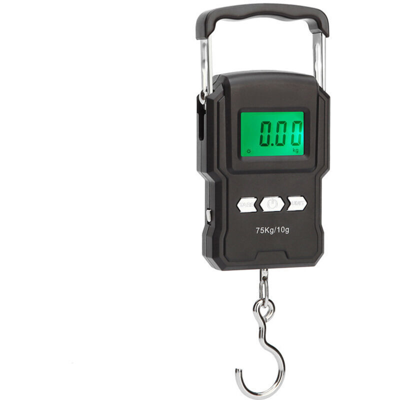 Noir Balance de Pêche, 165lb / 75kg Balance pour Le Bagage Suspendu, Balance Pêche électronique avec écran LCD Rétroéclairé,Mètre Ruban