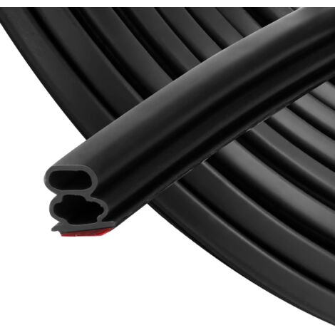 Noir Bande d'étanchéité autocollante 10mm x 10mm pour portes fenêtres Joint en caoutchouc/anti-collision/antibruit/étanche à l'eau/antipoussière 6m