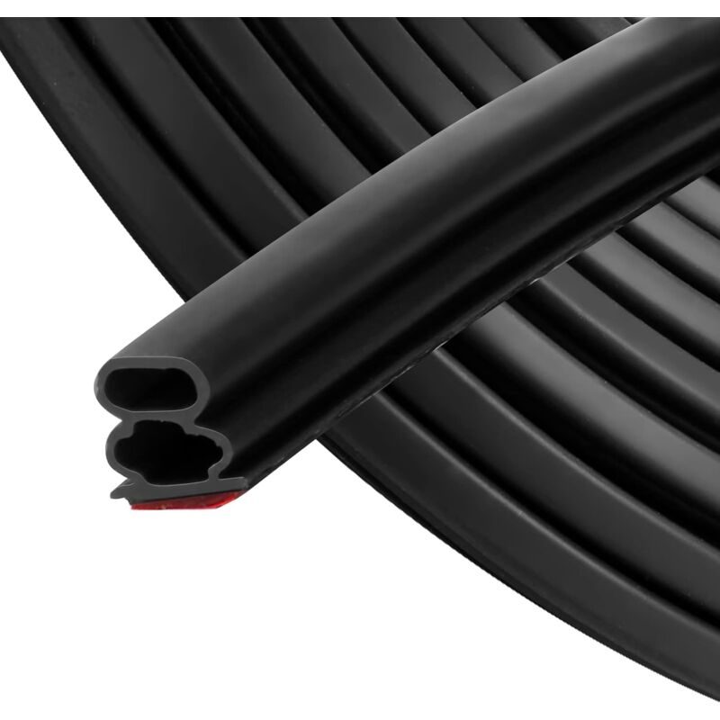 Noir Bande d'étanchéité autocollante 10mm x 10mm pour portes fenêtres Joint en caoutchouc/anti-collision/antibruit/étanche à l'eau/antipoussière 6m