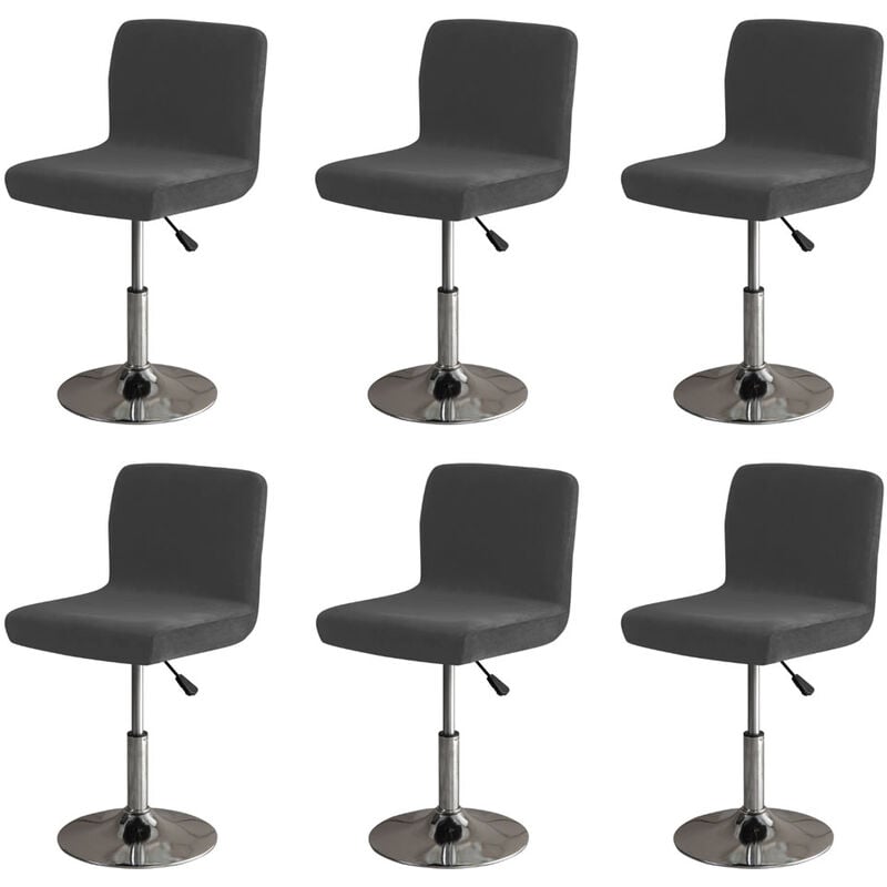 Noir-Bar Stool Lot de 6 housses de chaise extensibles amovibles avec housse de dossier pour chaise pivotante courte avec dossier (pas de chaises)
