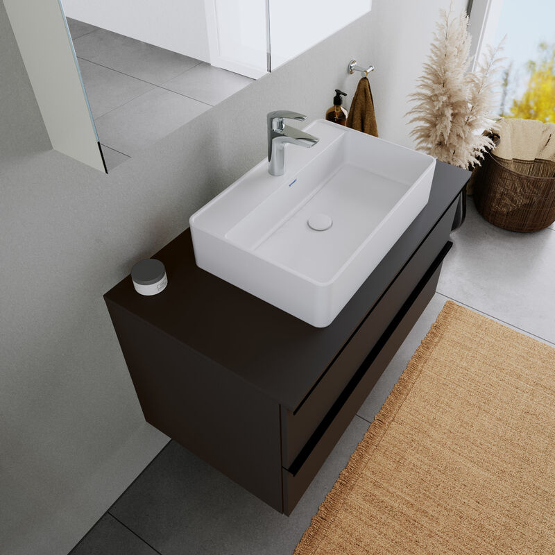 Duravit - Vasque Lavabo design rectangulaire à poser Lave main fonte minérale Salle de bain - Blanc mat - 60x40x14cm - durabrezza Blanc mat