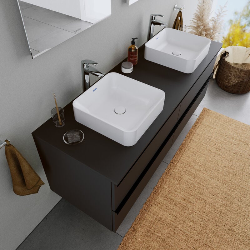 Duravit - Vasque Lavabo rectangulaire design à poser Lave main fonte minérale Salle de bain - Blanc mat - 40x40x10,5cm - duramaui Blanc mat