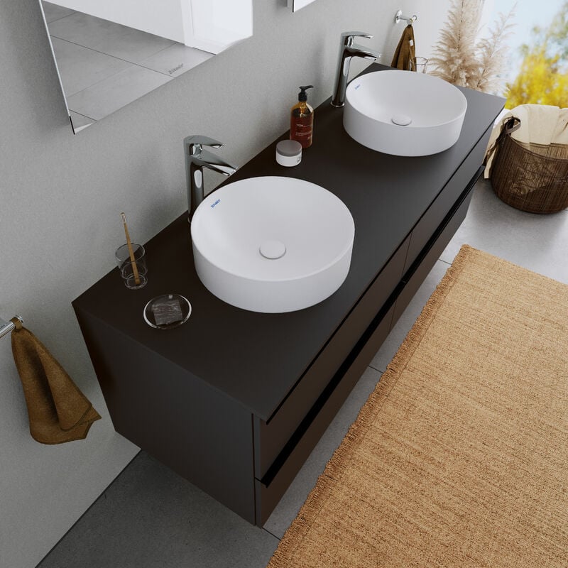 Duravit - Vasque Lavabo rond design à poser Lave main fonte minérale Salle de bain - Blanc mat - Diamètre 40cm - duracielo Blanc mat