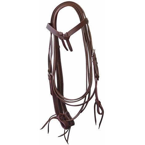 Bridon western avec noeud en cuir lisse et rênes Lakota