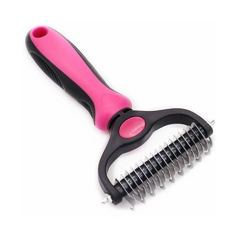 Rose-Brosse Chien Brosse Chat, Peigne Déméloir Chien Professionnel et Brosse Chien Poil Long, Râteau de Toilettage pour Chien et Chat enlever le