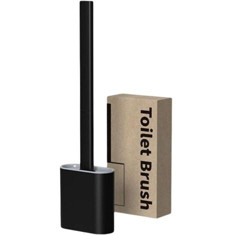 Noir - Brosse de cuvette de toilette en silicone avec support, brosse de toilette de nettoyage en profondeur avec poignée en plastique antidérapante, tête de cuvette pliable pour nettoyer les coins de