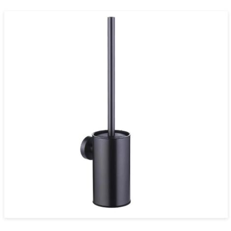 (noir) Brosse WC et support en acier inoxydable, montage mural, facile à installer, long manche, nettoyant robuste pour salle de bain