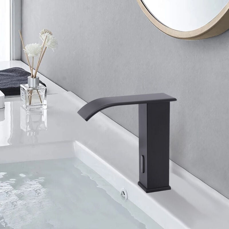 Senderpick - Noir Capteur infrarouge Robinet de lavabo Salle de bain Mitigeur monocommandé