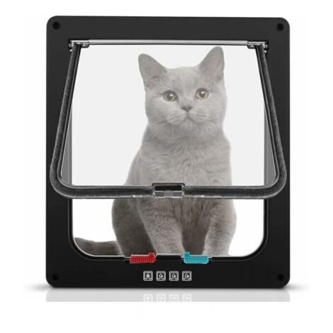 Noir chatière pour Chat avec magnétique à 4 Voies, Porte pour Animaux de Compagnie pour Chats et Petits Chiens, Porte pour Chat avec Tunnel,XL