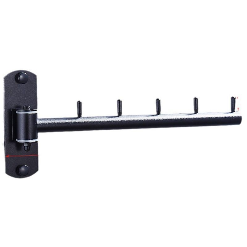noir Cintre à Vêtements en Acier Inoxydable avec Bras Pivotant Barres de Support Porte Cintre Mural avec 5 crochets Pour vêtements Crochets Pour
