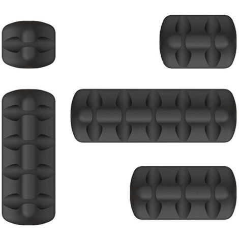 Noir Clips Câble Organisateur Bureau - Lot de 5 - Range Câbles Silicone Fixe Câble Adhésif Attache-Câble Rangement Cordon de Bure