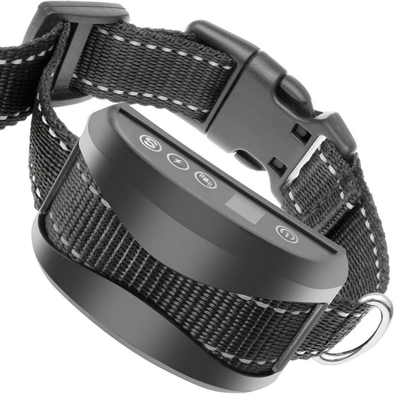 Noir-Collier Anti-aboiement Chien - 3 Modes Choc Électrique/Vibration/Sensibilité Aide au Dressage Inoffensif Automatique IP65 Batterie Rechargeable