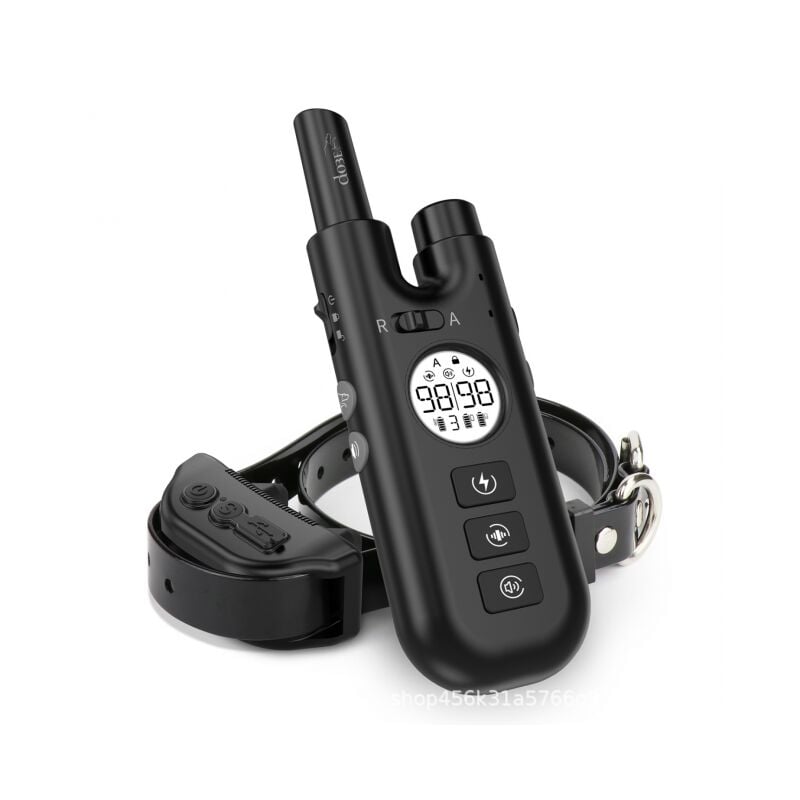 Cyslmuk - Noir Collier de choc electrique pour dresseur de chien avec ecran lcd et telecommande etanche double fonction vibration/choc