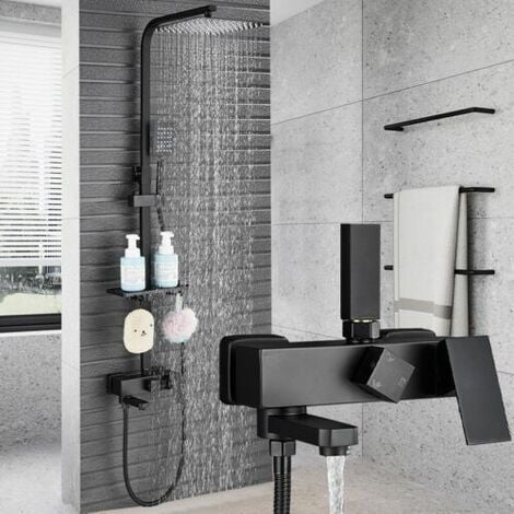 Colonne de douche et bain mitigeur noir, Triberg