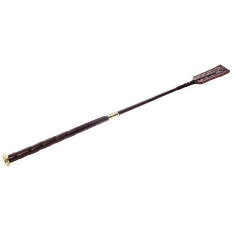 AMAHORSE Noir - Cravache en cuir avec bouton en métal longueur 65 cm