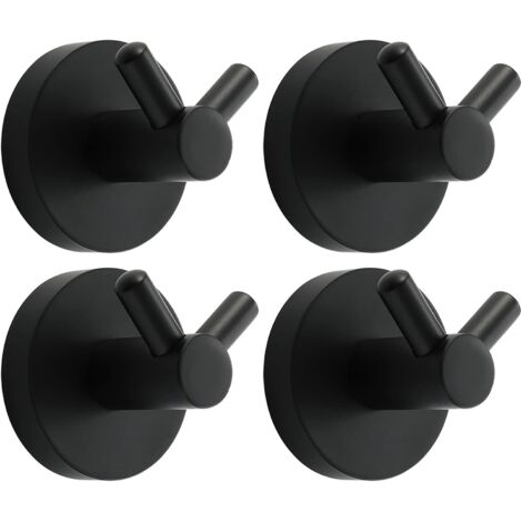 Noir Crochet Mural Acier INOX Patère Murale Double Ronde Patere Porte Manteau Installation à Vis Crochet de Manteau pour Cuisine, Salon et Bureau Portemanteau Mural,4 PCS-Fei Yu