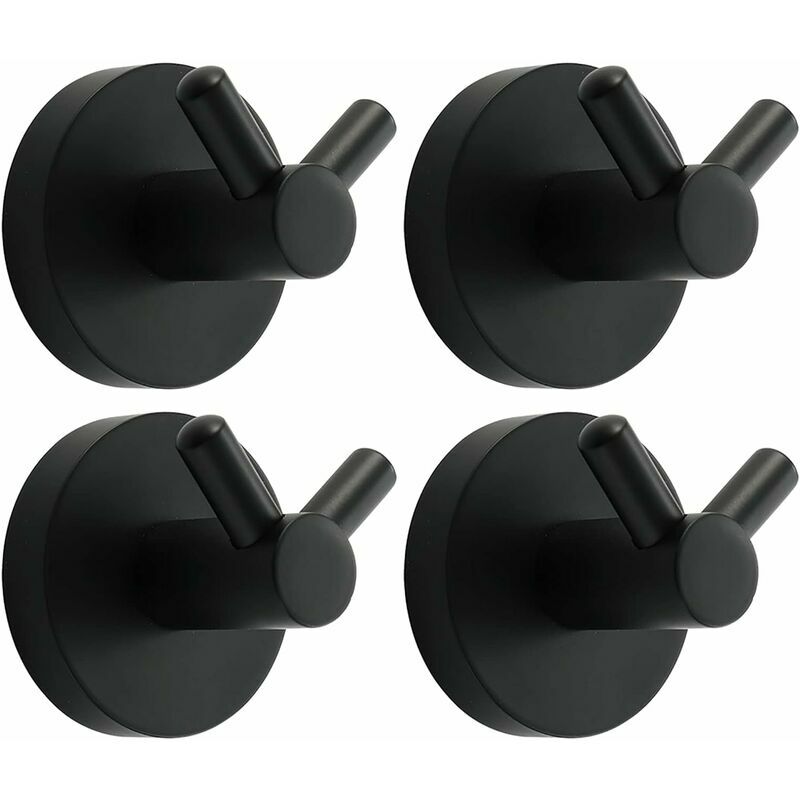 Lucky-88 - Noir Crochet Mural Acier inox Patère Murale Double Ronde Patere Porte Manteau Installation à Vis Crochet de Manteau pour Cuisine, Salon et