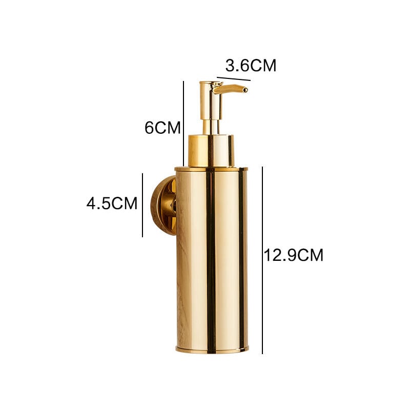 Distributeur de savon mural en acier inoxydable or 304, distributeur de savon mural à presse pour gel douche et désinfectant pour les mains d'hôtel