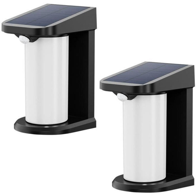Lot de 2 projecteurs solaires Lumisky lusty - H18 cm - Applique mural avec détecteur de mouvement - led blanc