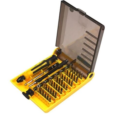 (noir et jaune)Kit de réparation tournevis Torx 45 en 1 pour PC portable et gadgets - Jaune