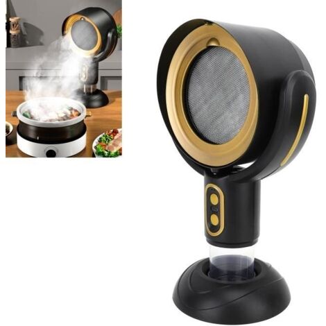 (Noir et or)Hotte de cuisine portable Modèle à 2 vitesses - Ion négatif - Noir et or - Filtre amovible
