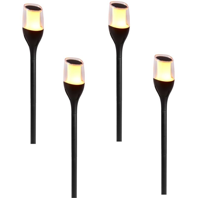 Lot de 4 torches solaires farely Noir Plastique H80 cm
