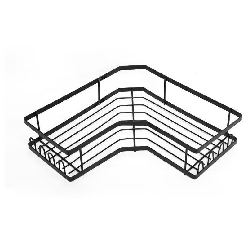 Noir Etagère Douche, Etagere Salle de Bain Angle, Etagere sans Percage Acier Inoxy avec Adhésifs Rangement