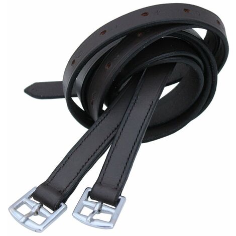 Noir - Etriers anglais en cuir poney taille ligne économique