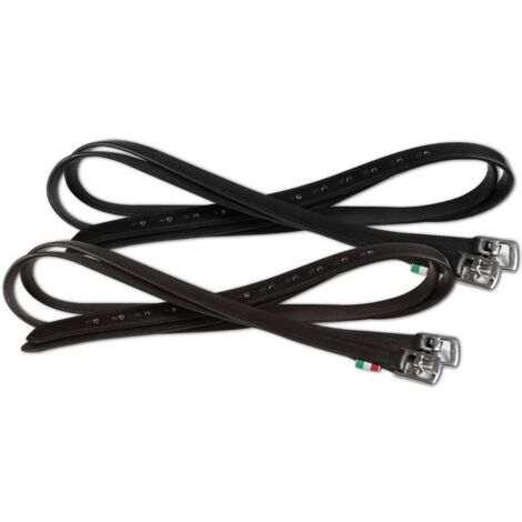 Marron - Etriers en cuir avec coutures de renforcement
