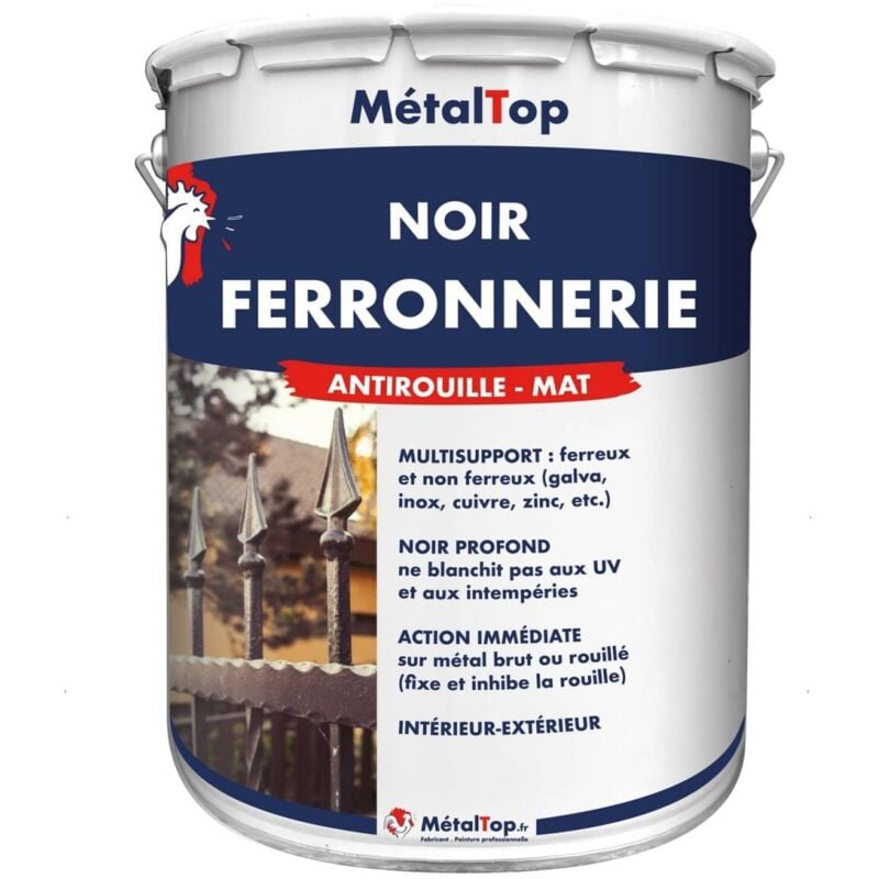 Metaltop - Noir Ferronnerie - Pot 15 l - 9017 - Noir signalisation