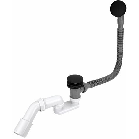 Noir Fini Bonde Vidange Baignoire Bain Siphon Flexible Couleur Salle de Bains
