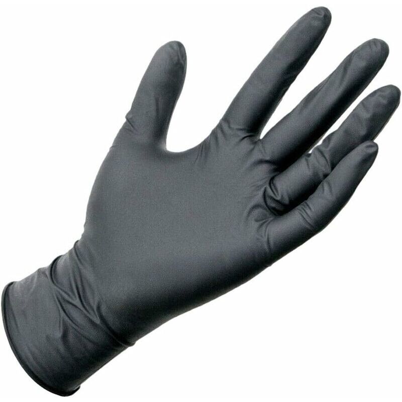Noir Gants Lot de 100 Gants Jetable Haute Qualité. Idéal pour Protection Cuisine Maison Menage Bricolage.sans Latex de Qualité Alimentaire sans